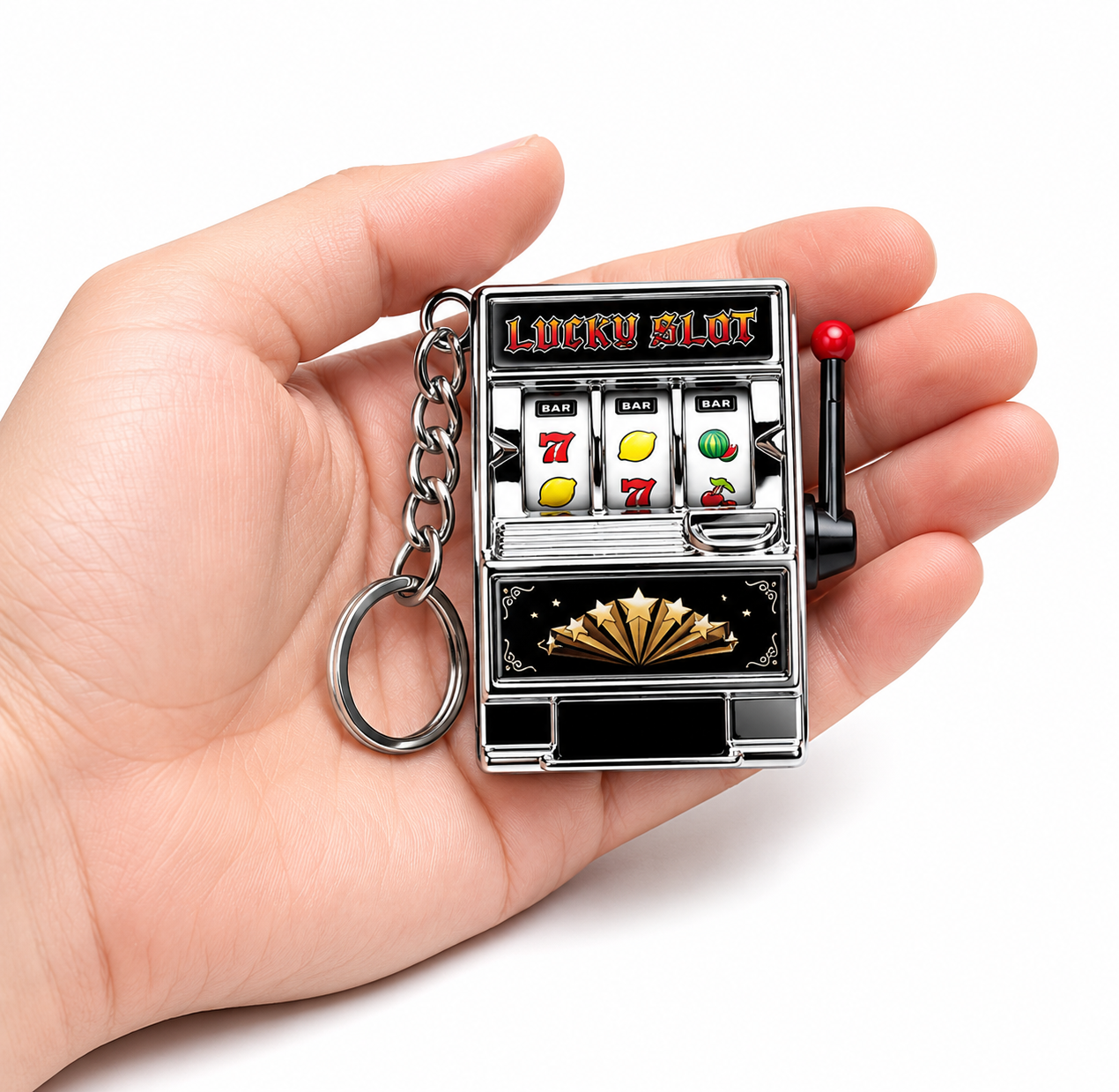 Llavero Mini Máquina Tragamonedas Antiestrés.