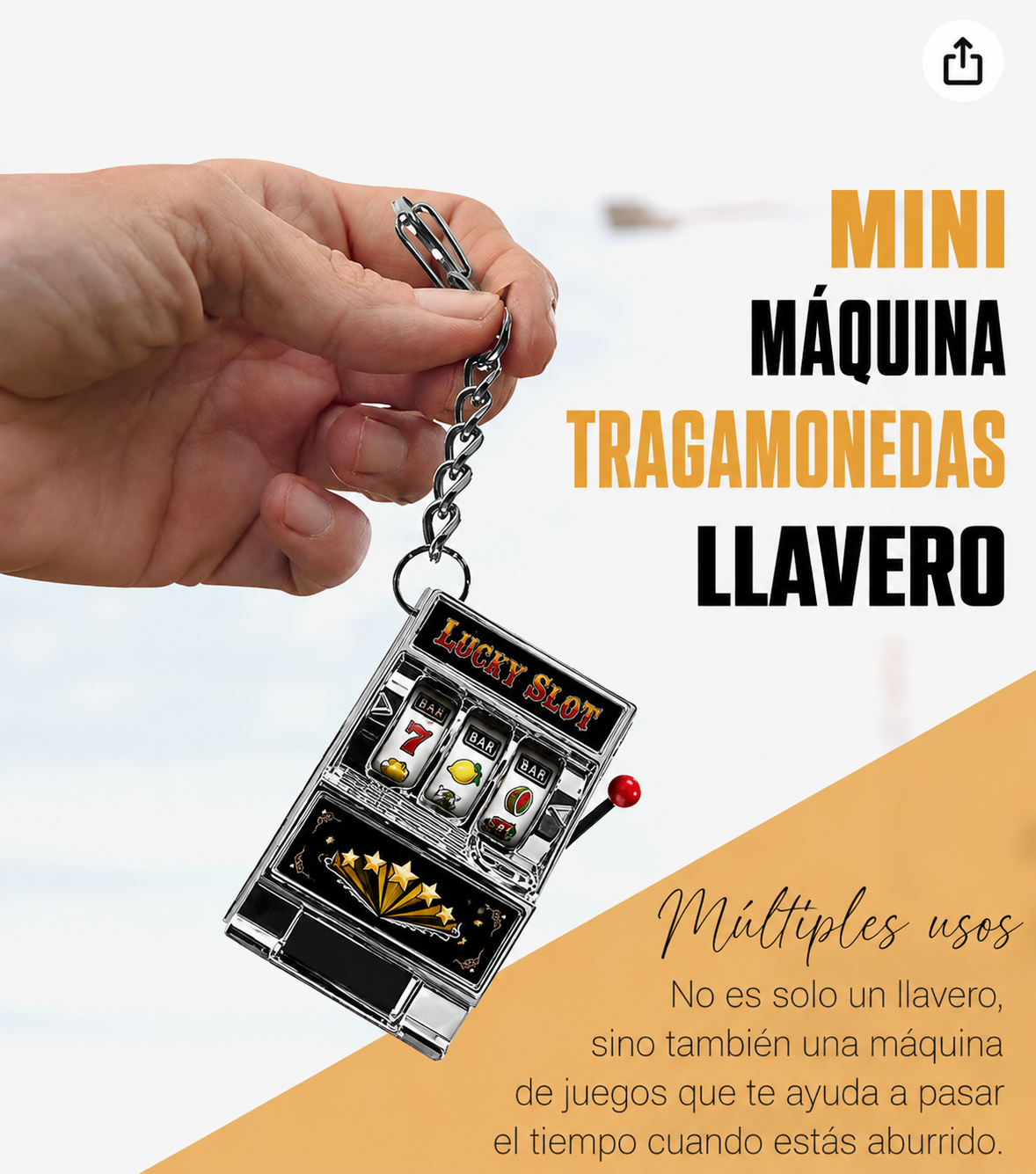 Llavero Mini Máquina Tragamonedas Antiestrés.