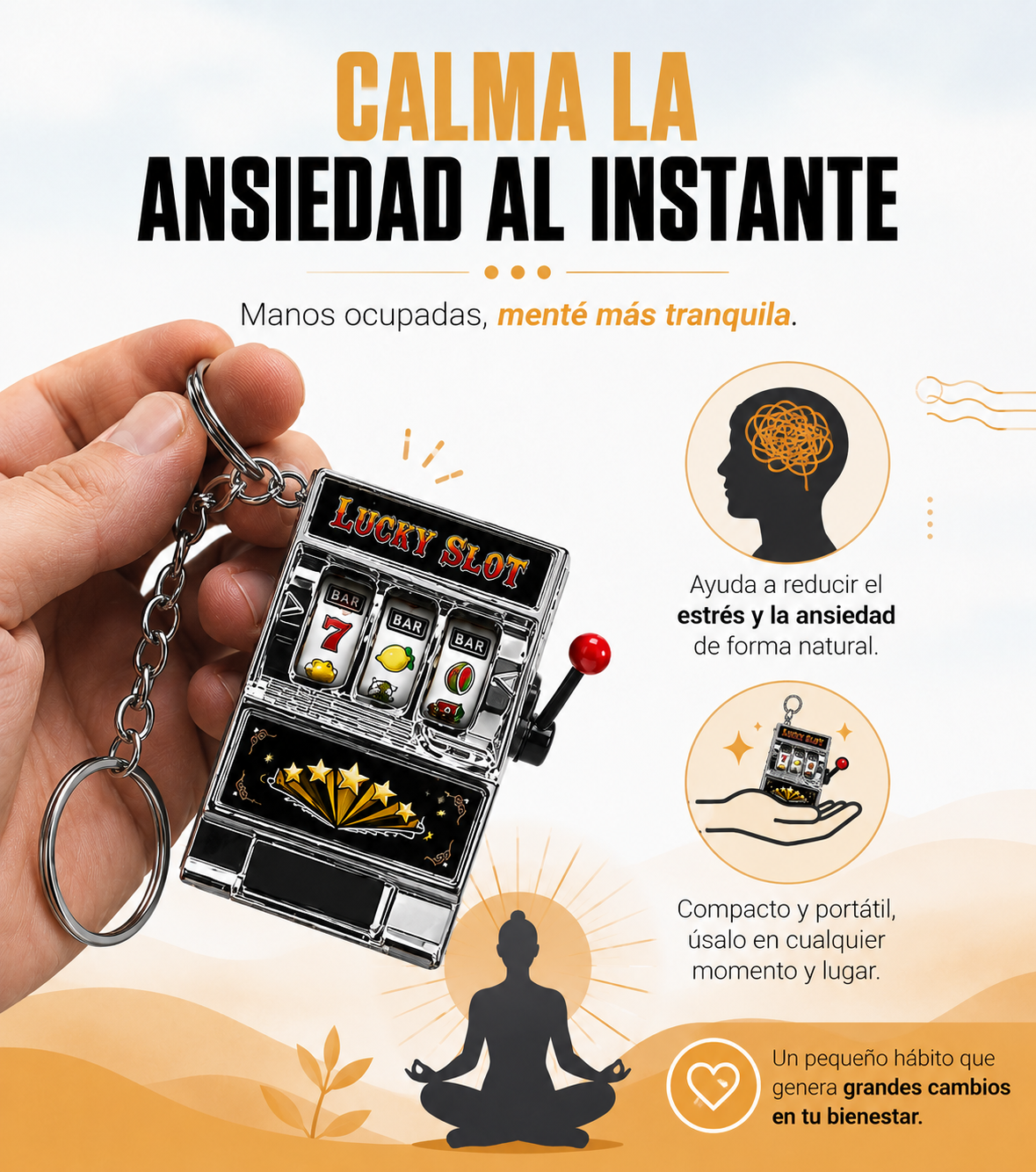 Llavero Mini Máquina Tragamonedas Antiestrés.