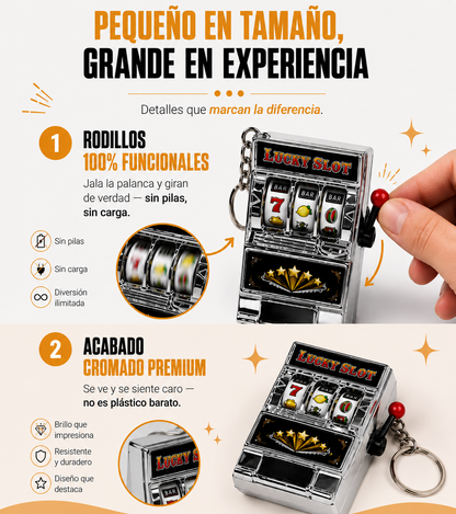 Llavero Mini Máquina Tragamonedas Antiestrés.